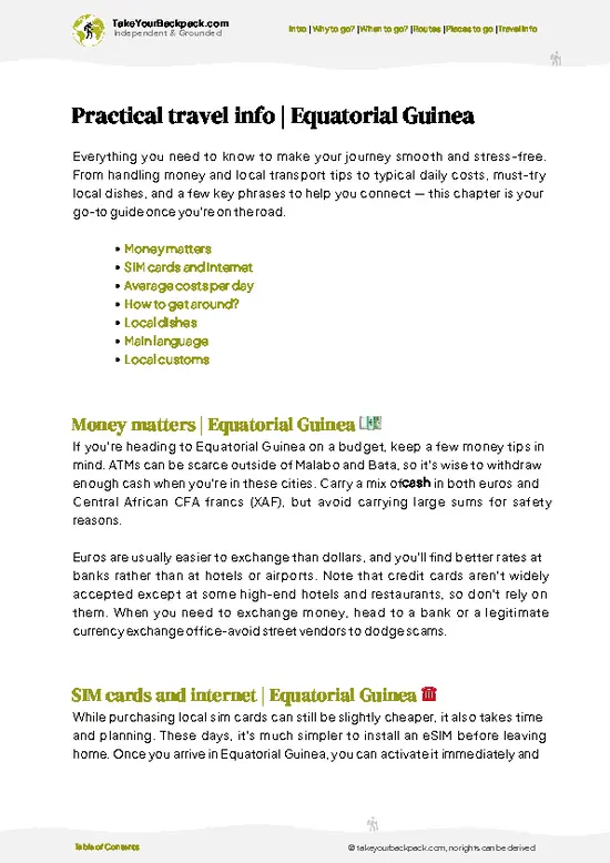 example page 7 from our offline Travel Guide for Equatorial Guinea